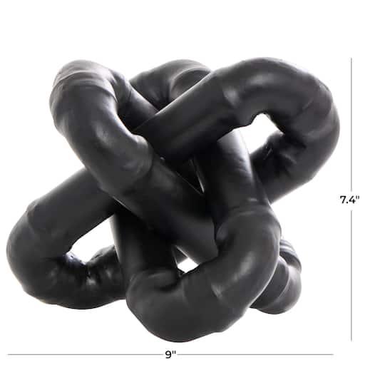9" Black Metal Chain Link Sculpture